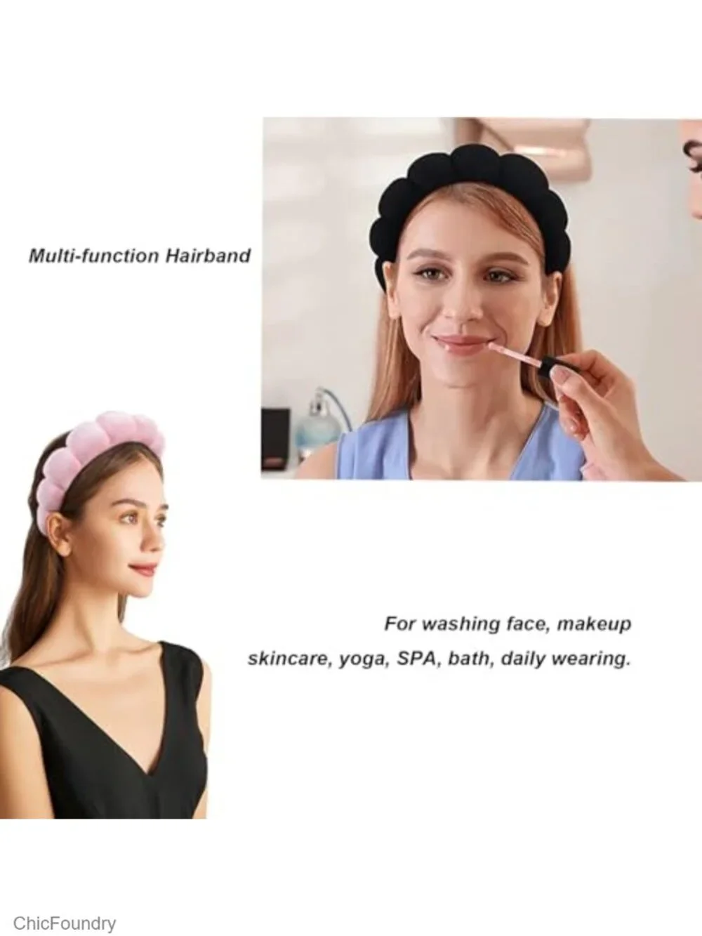 Puffy Sponge Terry Cloth Headband for Washing Face Makeup Spas